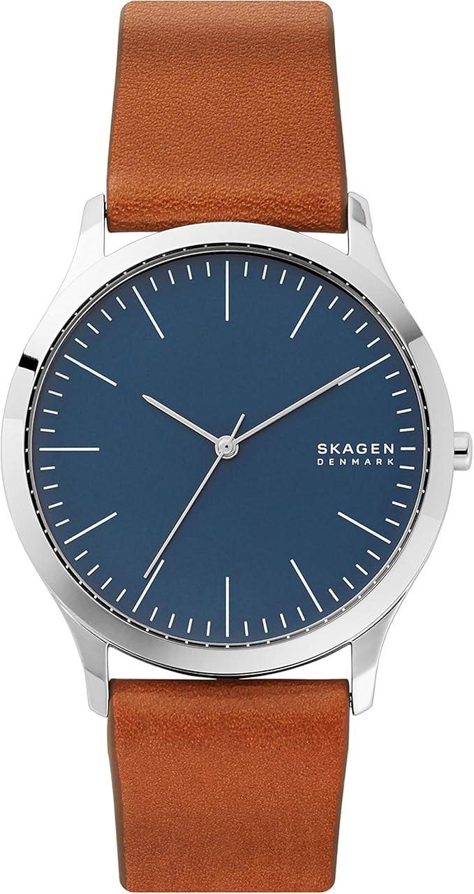 skagen 男式 jorn 石英皮革手表,颜色:棕色,20(型号:skw6546)